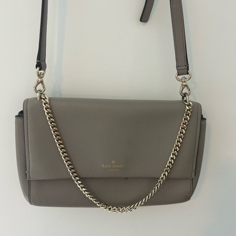 Kate Spade Gray Crossbody Bag with Chain Detail